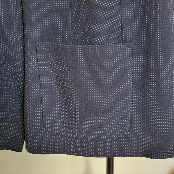 NWT Kate Hill Woman Sz 18W 3 Button Front Blazer Jacket Pockets Navy Blue Pindot - Picture 4 of 16